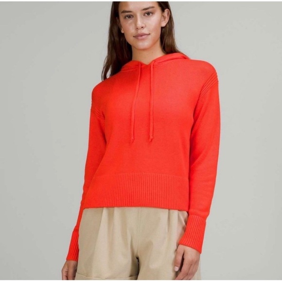 Lululemon Women's M/L Double Knit Cashlu Sweater Hoodie Autumn Red Orange - Picture 1 of 11